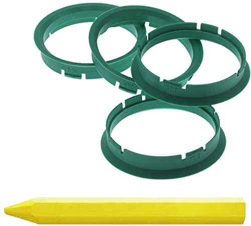 4 anneaux de centrage de 70 x 65,1 mm - Anneaux de jante menthe + 1 stylo à craie pour pneus