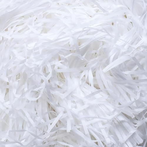 500g White Shredded Tissue Paper for Gift Boxes & Hampers | Soft Hamper Filling and Packaging Filler, Shreds Stuffing Paper Suitable Party Baby Shower Graduation Housewarming ect