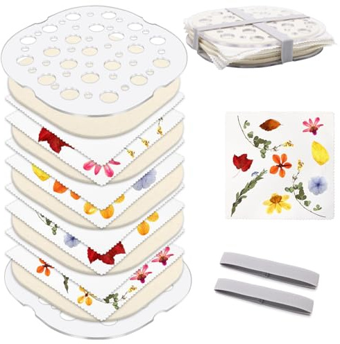 Coldairsoap Microwave Flower Press Kit, Flower Press for Adults 4 Layers 8 x 8 Quickly Pressing Kit, DIY Pressed for Art, Resin Crafts, Scrapbook & Preserving Gift Plant Press