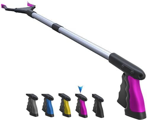 FitPlus PowerGrip T9 Greifwerkzeug, breiter Kiefer, klappbar, Stahlseil, mit 96 Griffpunkten für festen Halt, 81,3 cm mit Magnet.