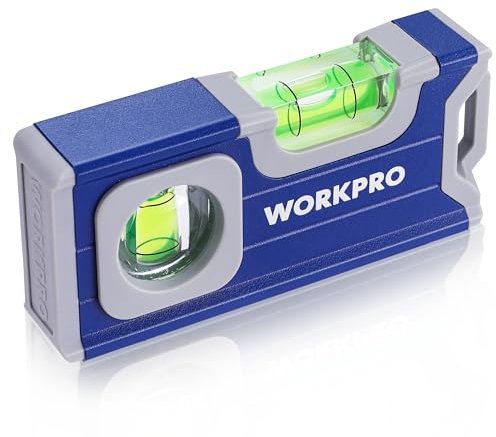 WORKPRO Nivel Burbuja Magnético de Bolsillo 115 mm, Medición Horizontal y Vertical 2 en 1