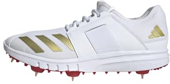 adidas Men's Howzat Spike, Cloud White/Gold Metallic/Pure Ruby, 9 UK