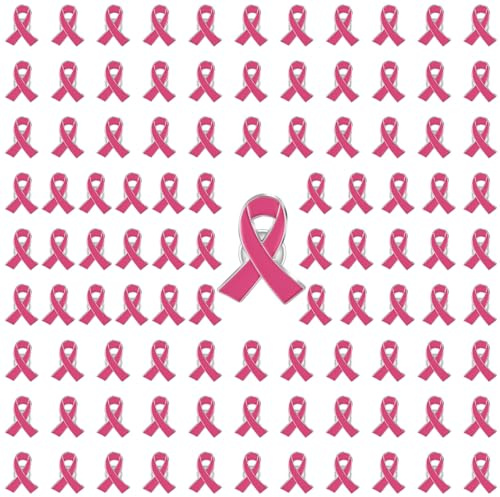 100 Pcs Octobre Rose Broche Ruban Rose Badge Sensibilisation Cancer du Sein 2025 Accessoires Chic et Élégant Pin's Épinglettes Dans Bijoux Femme