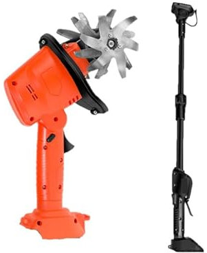 Kabelloser Hand Bodenhacke kompatibel mit Makita 18V Akku (ohne Batterie), 550W Gartenfräse mit 10cm Frästiefe und 10cm Fräsbreite, Ackerfräse (Mit 1,3m Verlängerung)