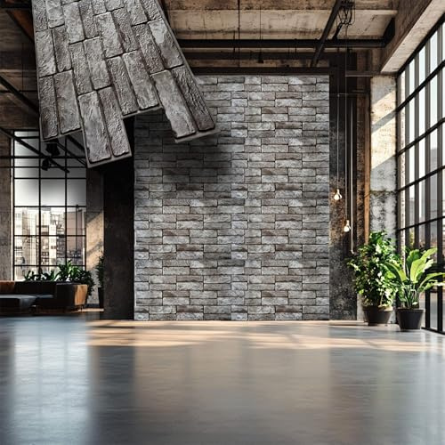 Eternal Parquet pacchi da 10 o 20 Pannelli 3D Rivestimento a Parete in PVC Effetto Pietra Grigia Doppia 96x48cm Realistici, isolanti Pacco da 10 Pannelli 96x48cm