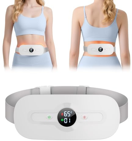 Period Cramp Heat Pad, iklestar Cordless Fast Heating Pad for Back and Stomach Pain Relief, Electric 6 Heating Modes Pain Relief Machine, Rechargeable Period Heat Pads for Women Girls, White