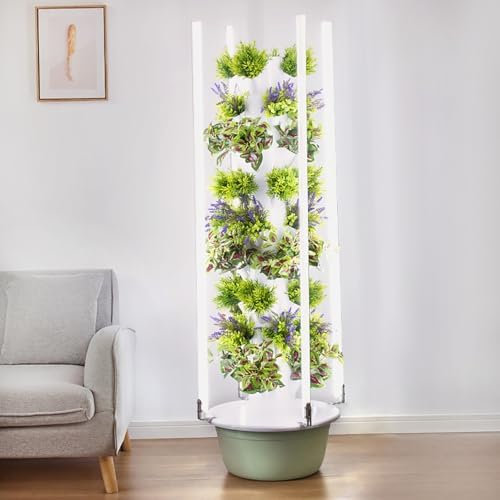 Sistema a torre idroponica con luce a LED e pompa, perfetto per erbe aromatiche, frutta e ortaggi da interno