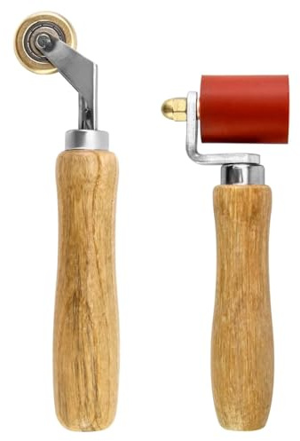 Asyduey Rodillo de Silicona para Juntas de 40 mm y Rodillo de Latón para Juntas, Herramienta para Juntas de Papel Tapiz, Rodillo para Detalles de Techos y Pisos de Vinilo
