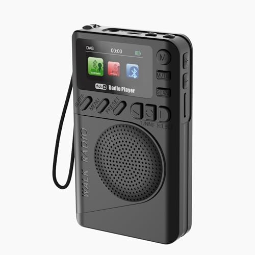 Tosuny Radio Portable, Lecteur MP3 Dab FM avec écran Couleur de 1,44 Pouces et Antenne Rétractable, pour Utilisation d'urgence en Voyage en Intérieur et en Extérieur
