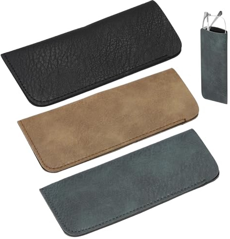 Zerquell 3 Pezzi Custodia per Occhiali in Morbida Pelle, Custodia per Occhiali Portatile, Occhiali di Protezione Leggeri, Donna e Uomo, per Occhiali da Sole e Lettura, Casa, Viaggi