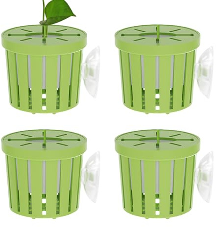 Aquarium Plant Holder - Fish Tank Decoration for Landscaping | 4 Pieces Pothos Holder with Stable Clip & Submersible Design for Bedroom Study Room Restaurant Apartment Christmas and Housewarming