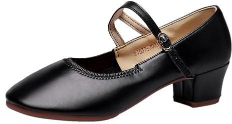 Genérico Zapatos de Baile Tradicionales de tacón Grueso, Zapatos de Novia, Bailarinas de tacón de Bloque, Elegantes, con Hebilla