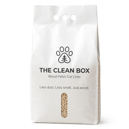 CleanBox Wood Pellet Cat Litter 10L (5kg) | Spruce Wood Pellets | Low Dust Cat Litter with Excellent Odour Control | Highly Absorbent Pellet Litter for Cats & Kittens | Long Lasting & Biodegradable