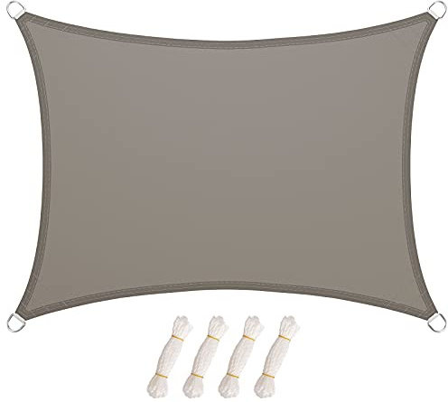 LARMNEE PES 4 x 6 m Tenda Parasole, Vela Ombreggiante, da Sole Blocco di 93% UV, Resistente all'Acqua Fino ad Almeno 1000 mm Protezione Occhielli Metallici, per Giardino, Talpa EHH46SP02