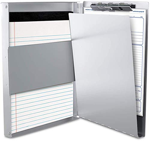 Sunnyclip Aluminum Clipboard with Storage (Letter Size), Metal Recycle Form Holder Portfolio Binder with Clip Inside Posse Box, for Office Business Medical Professionals Stationer