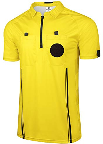 FitsT4 Sports Pro Soccer Referee Jersey Short Sleeve Ref Shirts Yellow Medium