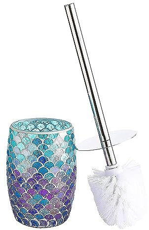 Bathroom Accessories Toilet Brush Set - Blue Toilet Bowl Brush and Holder (Fan Shape)