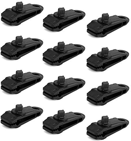 LUTER 12-teiliges Set mit Verriegelungsclips für Planen, multifunktional, für Aktivitäten, Camping, Canopy (schwarz)