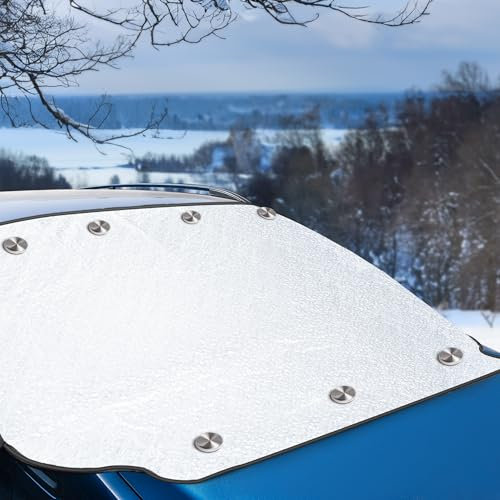 KEPLIN Car Windscreen Cover, Heavy Duty Ultra Thick Protective Car Windscreen Sun Shade - Protect From Snow Ice Frost Sun UV Dust Water Resistant for SUVs, Shade for Windscreen - All Year Round