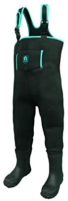 Gator Waders Youth Neoprene Waders| Fishing Offroading Hunting All-Terrain Comfortable Chest Waders for Kids with Rubber Boots, Aqua, Size 10/11