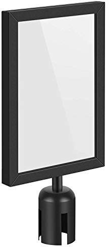 Flexzion Stanchion Sign Holder Topper, 8.5 x 11 Inch, Portrait, Black