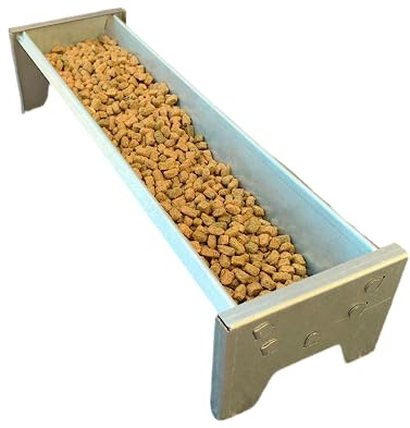 Jake's Farm Yard Mini Galvanised Feeding Trough for Rabbits, Guinea Pigs and Small Animals - Easily Store and Strong Animal Feeders Bowl for Multiple Rabbits (350x100x75 mm)