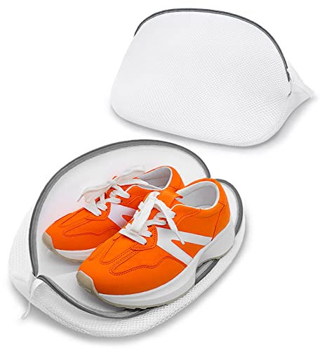 ATDDO Mesh Laundry bag for Shoes, Set of 2 Washing Machine Bags for Delicates, Trainers, Socks, Bras and Travel reusable Laundry Wash Bag with Zips