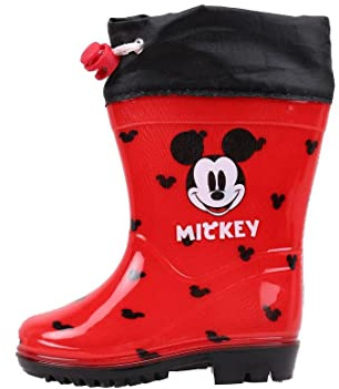 CERDÁ LIFE'S LITTLE MOMENTS - Botas de Agua Niños con Stopper Regulador para Mayor Ajuste y Minimizar la Entrada de Agua | Botas de Agua Mickey Mouse de Color rojo - Licencia Oficial Disney