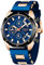 LIGE Herren-Armbanduhr, modisch, Chronograph, Edelstahl, wasserdicht, analog, Quarz, Leuchtend, großes Zifferblatt, Sport, klassisch, Uhr, blau, 8.07, Riemen