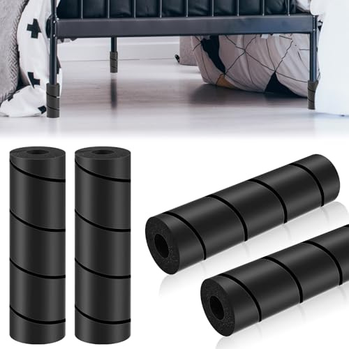ReliThick 4 Pcs Bed Frame Toe Protectors 6 Bed Leg Covers,Black