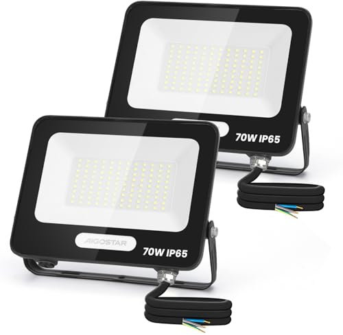 Aigostar Faretto LED da Esterno 70W 5670LM, Faretti LED Esterno Impermeabile IP65, 108 LEDS 6500K Bianca Fredda, per Giardino, Cortile, Garage, Pareti. 2 pezzi
