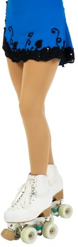 CALZITALY Eislaufstrumpfhose für Mädchen, Eislaufstrumpfhose, Eiskunstlaufstrümpfe, blickdichte Mädchenstrumpfhose, 80 DEN, Roller, Ice, hergestellt in Italien (Hautfarbe, 12-14 Jahre)