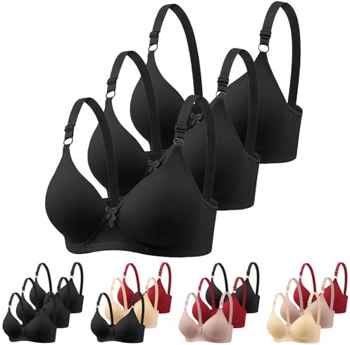 CSWH 3er-Pack Damen BH ohne Bügel Große Größen Push Up BH mit Mittelknopf, Atmungsaktiver Komfort BH für Frauen, Weiche Unterstützung für Täglichen Gebrauch, Bequem und Sicher