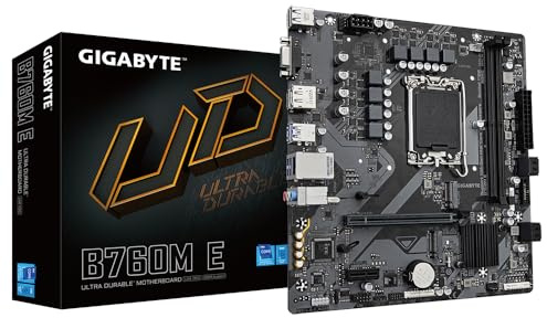 GIGABYTE B760M E Motherboard - Supports 14th Gen. Intel Core CPUs, 6+1+1 phases VRM, up to 7200MHz DDR5 (OC), 2xPCIe 4.0 M.2, 1 GbE LAN, USB 3.2 Gen 1