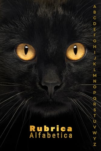Rubrica Alfabetica: Alfabetico Organizzatore A5 con 4 pagine per ogni lettera 114 pagine , Copertina del gatto nero
