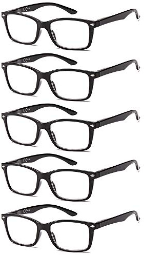 Suertree Lunettes de lecture, lunettes d'ordinateur aide visuelle soins des yeux lunettes aide à la lecture pour femmes hommes lunettes, 5 pièces Bm151, 2.75x Dioptrien