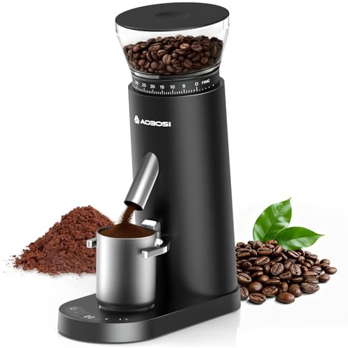 AAOBOSI Electric Coffee Grinder, Burr Coffee Grinder with 60 Precise Grind Setting for Portafilter, Coffee Bean Grinder Electric Cordless for Home Travel and Camping, Rechargeable, Led Control Panel