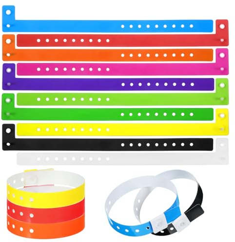 LXUEJIE 60 braccialetti in plastica vinilica, 10 colori, usa e getta, in plastica al neon, braccialetti colorati per eventi, concerti, carnevale, discoteche, bar, parchi