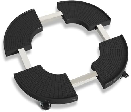 Hebitod Rullo per piante regolabile con ruote doppie e freno, 360°, portata elevata fino a 200 kg, per vasi per piante interni ed esterni, colore nero
