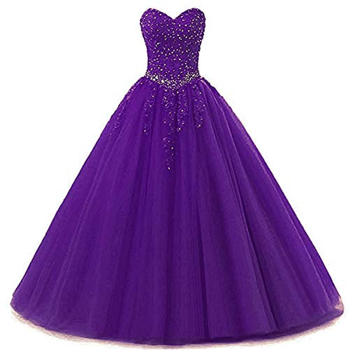 Zorayi Élégant Robes de soirée Longue Robes de mariée Robes de Bal Femmes Tulle Chérie Dos Nu Violet Taille 60