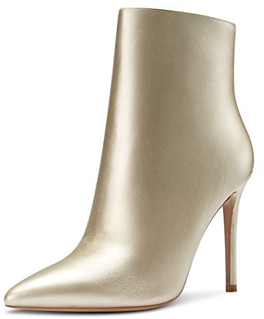Castamere Femme Fermeture Eclair Bottines Aiguille Haute Talon 10CM Or PU Chaussures EU 41