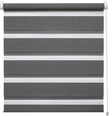 Deco Company Duo Klemmrollo, Doppelrollo, Rollo für Fenster ohne Bohren, Alle Montage-Teile inklusive, Polyester, Anthrazit, 100 x 150 cm