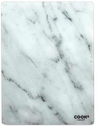Planche à Découper en Verre Marbre 40cm Blanc