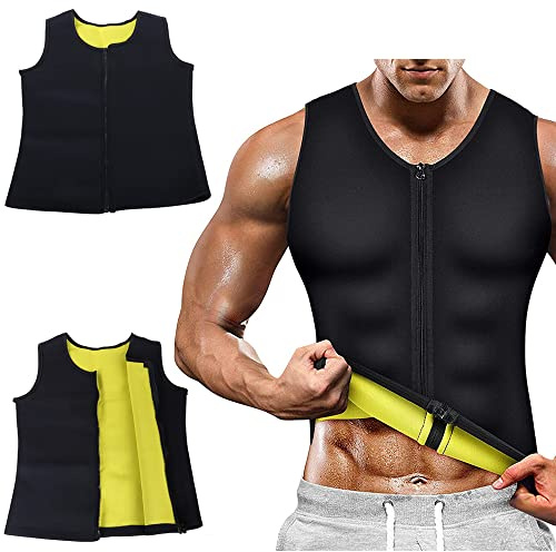 HUKITECH Maglia fitness in neoprene dimagrante da uomo, taglia L, traspirante, maglietta da allenamento, asciugatura rapida, tessuto NEOTEX INTELLIGENTE, Nero , L