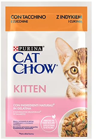 Purina Cat Chow Cibo umido per gattino, Junior, bambino, Kitten con tacchino, 26 buste da 85 g