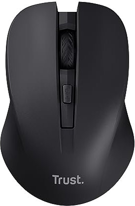 Trust Mydo Leise Funkmaus, 82% aus Recyclingkunststoff, 1000-1800 DPI, Verstaubarer USB Mikroempfänger, RF 2.4GHz, für Rechts- und Linkshänder, Maus Kabellos für Laptop, PC, Mac - Schwarz