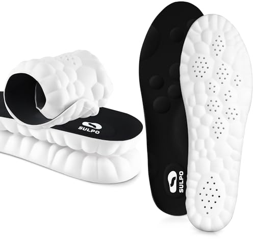 SULPO SPORT Plantillas memory foam para deporte, trabajo y uso diario - Plantillas fascitis plantar - Plantillas ortopédicas transpirables, amortiguadoras y ligeras - 36,5-37 / XS- Negro