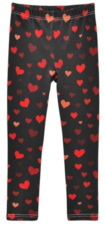 Red Hearts Black Girl's Leggings for Kids Toddler Girls Sweatpants Legging Pants Ballet Tights 7-8T
