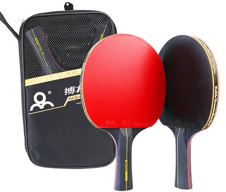 Raquettes de ping-pong 6 étoiles, lame 7 plis, caoutchouc de qualité supérieure, raquettes de tennis de table d'entraînement avancé avec étui de transport