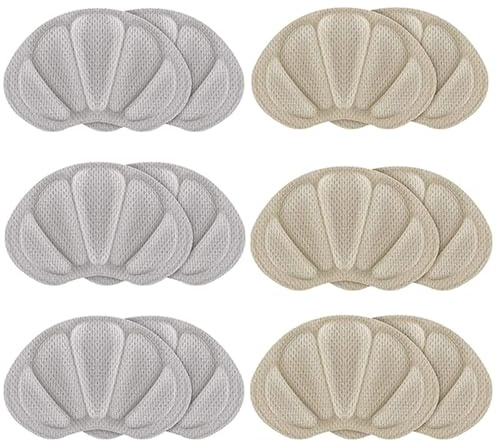 Tsathoggua Lot de 6 Paires Coussinets, Protection Chaussure Homme et Femme, Inserts de Talons, épais, Autocollants, pour l'arrière du Talon, chaussure trop grande (Gris, Beige)
